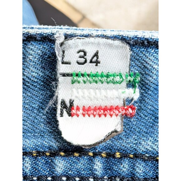 Diesel x Adidas Jeans Mens 33x28 Denim Blue Distressed Faded Raw Hem - Picture 8 of 12